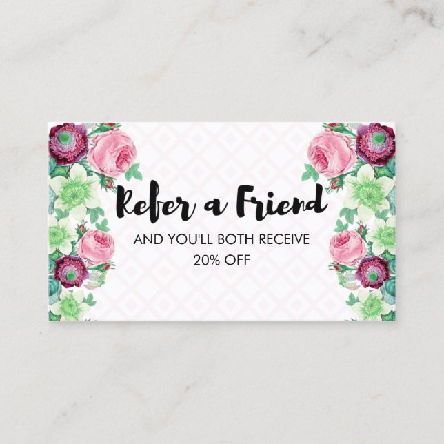 Floral Flower Refer a Friend Referral (Front)