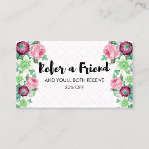 Floral Flower Refer a Friend Referral Card