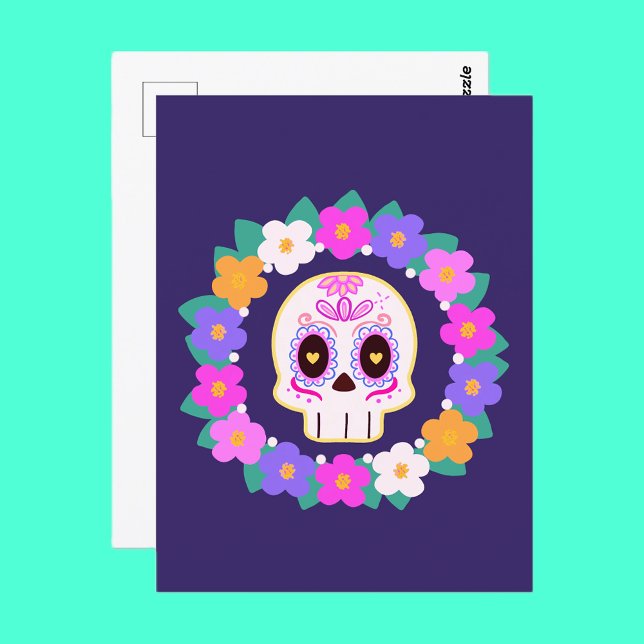 Floral Flower Sugar Skull Postcard (Creator Uploaded)