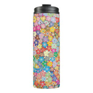 Floral flowers background pattern thermal tumbler