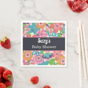 Floral Flowers Botanic girl tropical baby shower Napkin