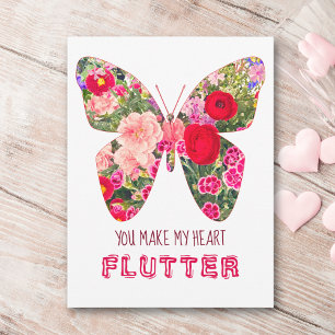 Floral flowers butterfly Valentine's Day Postcard