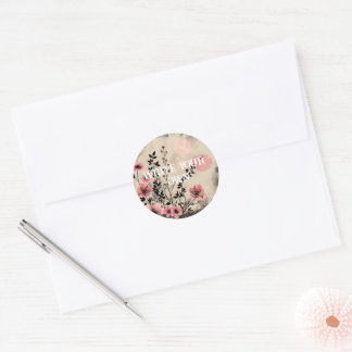 Floral flowers classic round sticker