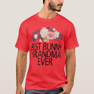 Floral Flowers Cute Love Funny Best Bunny Grandma  T-Shirt