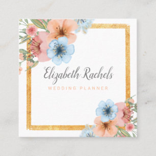 Floral Flowers & foliage Boutique Wedding Planner Square Business Card