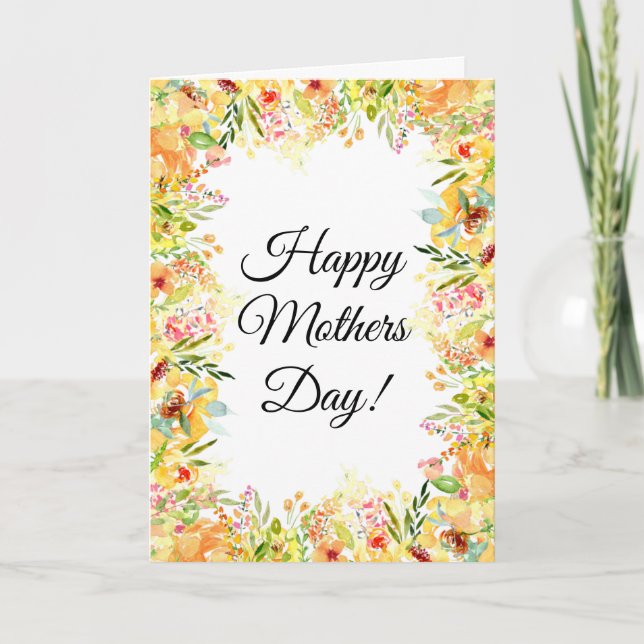 Floral Flowers Happy Mothers Day Pretty Cute Mum Card (Front)