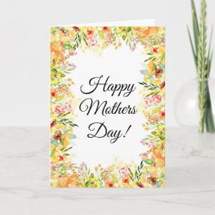Floral Flowers Happy Mothers Day Pretty Cute Mum Card