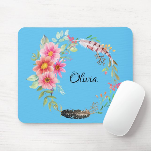 Floral Flowers  Mouse Pad! Mat (With Mouse)
