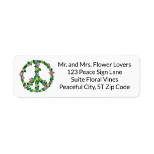 Floral Flowers Peace Sign Address Labels