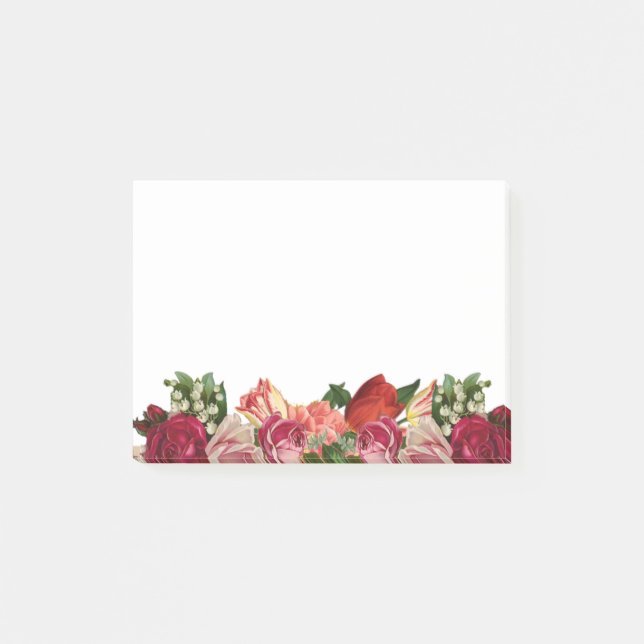floral flowers plants modern trendy post it note (Front)