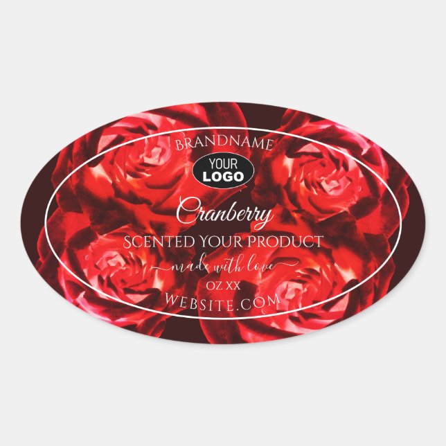 Floral Flowers Product Labels Red Roses with Logo (Front)