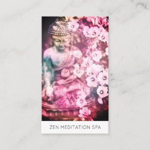 *~* Floral Flowers QR Buddha Meditation Business Card