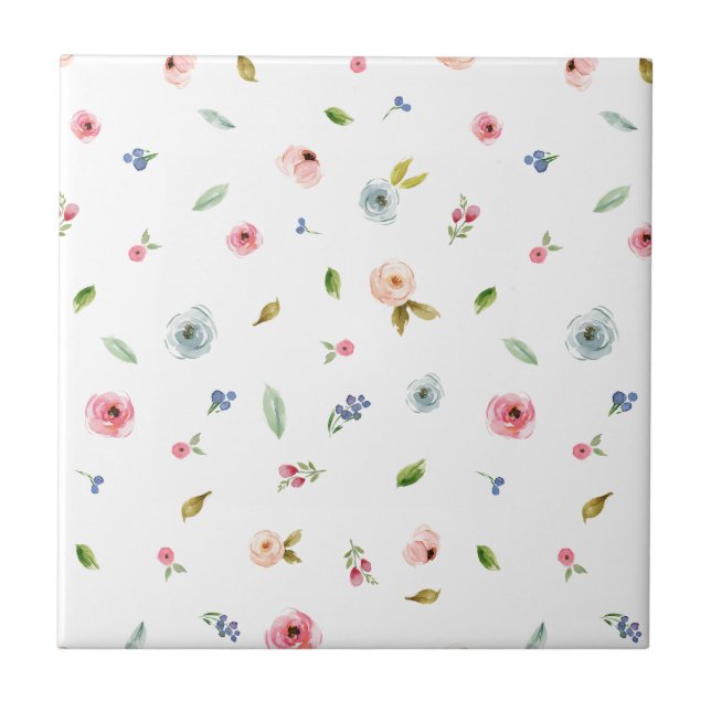 Floral Flowers Roses Botanical Cute Simple Minimal Tile (Front)