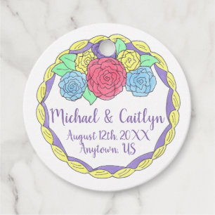 Floral Flowers Roses Bridal Shower Wedding Cake Favour Tags