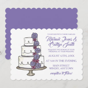 Floral Flowers Roses Bridal Shower Wedding Cake Invitation