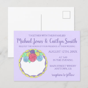 Floral Flowers Roses Bridal Shower Wedding Cake Invitation Postcard