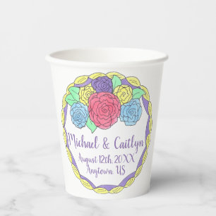 Floral Flowers Roses Bridal Shower Wedding Cake Paper Cups