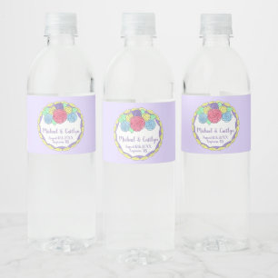 Floral Flowers Roses Bridal Shower Wedding Cake Water Bottle Label