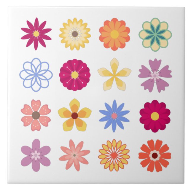 Floral Flowers, Vintage Flowers Tile (Front)
