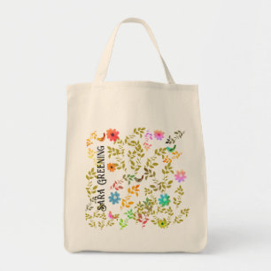 Floral flowers with birds Tote Bag