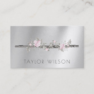 floral flute teacher business card