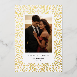 Floral Foil Happy Holidays Photo Card