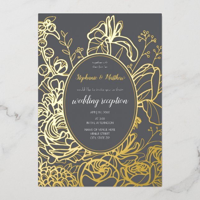 Floral Foil Invitation (Front)