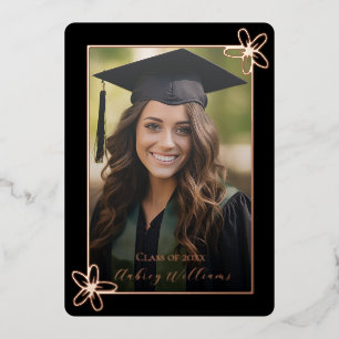 Floral Foil Photo Graduation Announcement