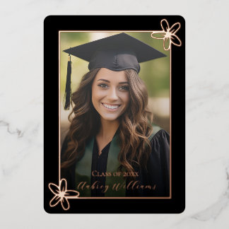 Floral Foil Photo Graduation Announcement