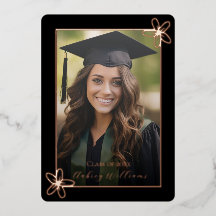 Floral Foil Photo Graduation Celebration Invite