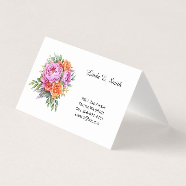 Floral Folded Calling Card (Front)