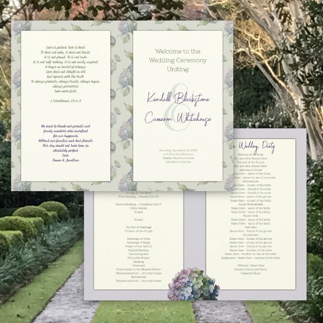 Floral Folded Church Wedding Program Template (Creator Uploaded)