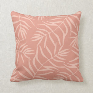 Floral foliage coral tropical pink summer cushion