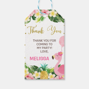 Floral Foliage Flamingo Birthday Thank You  Gift Tags