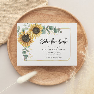 Floral Foliage Greenery Sunflower Save The Date