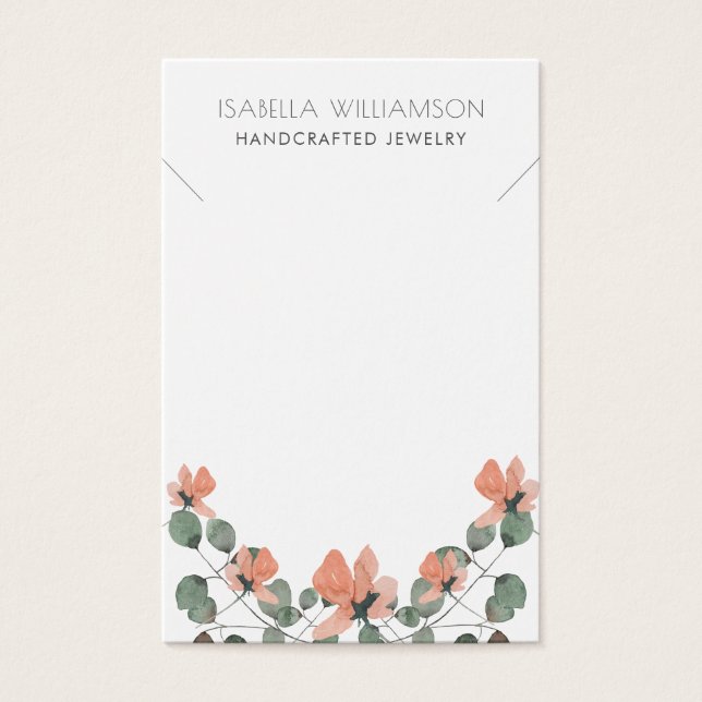 Floral Foliage Necklace Jewellery Display Cards (Front)