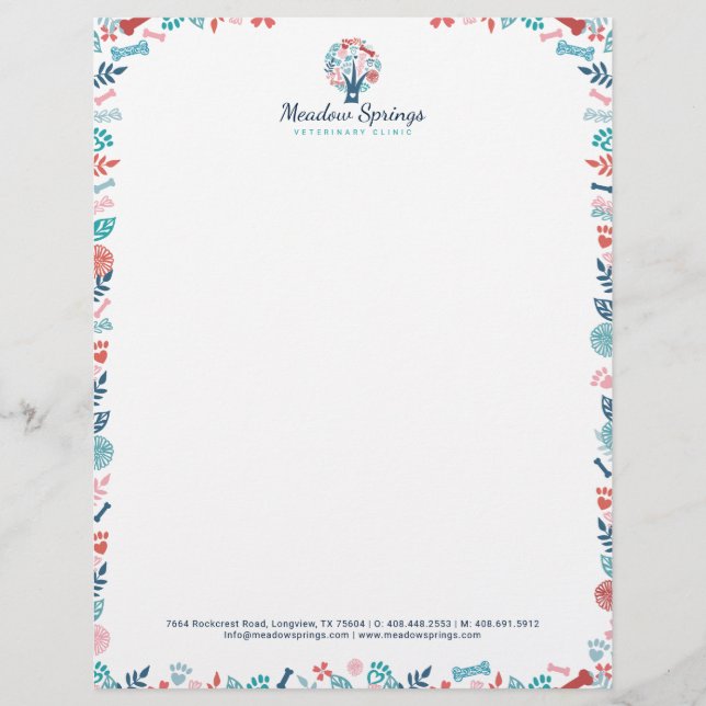 Floral & Foliage Pet Print Frame & Tree Letterhead (Front)