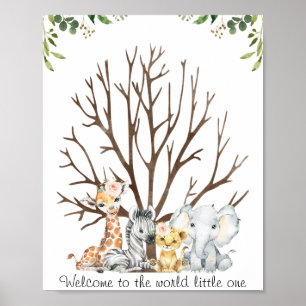 Floral Foliage Safari Fingerprint Guestbook Poster