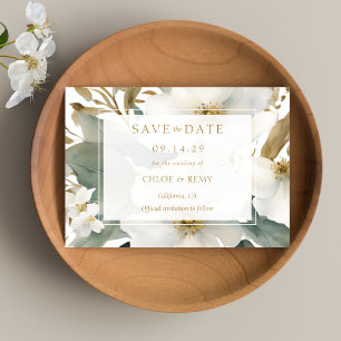 Floral Foliage Watercolor Wedding Save the Date Invitation