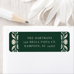 Floral Folk Art Christmas Holiday Return Address