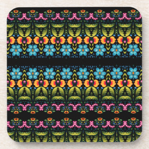 Floral Folk Art Modern Coaster