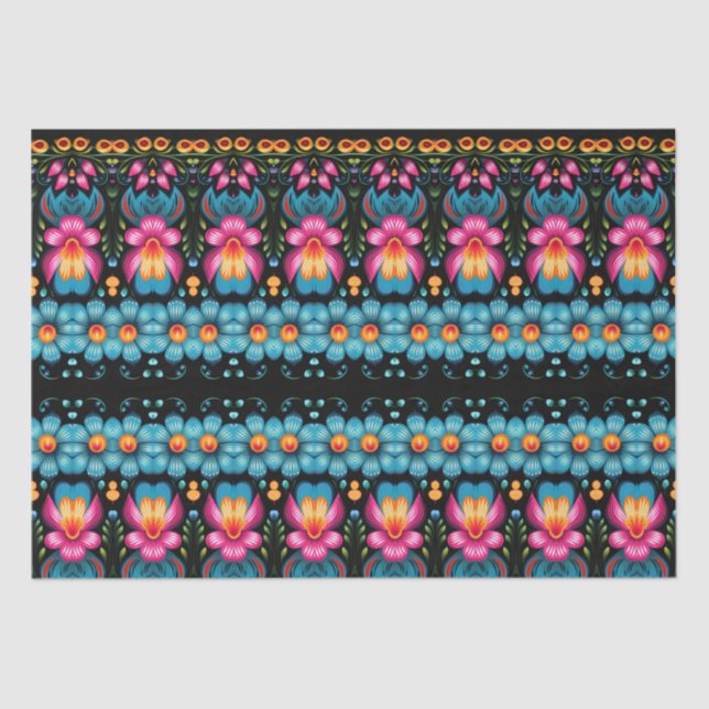 Floral Folk Art Modern Tissue Paper (Front)
