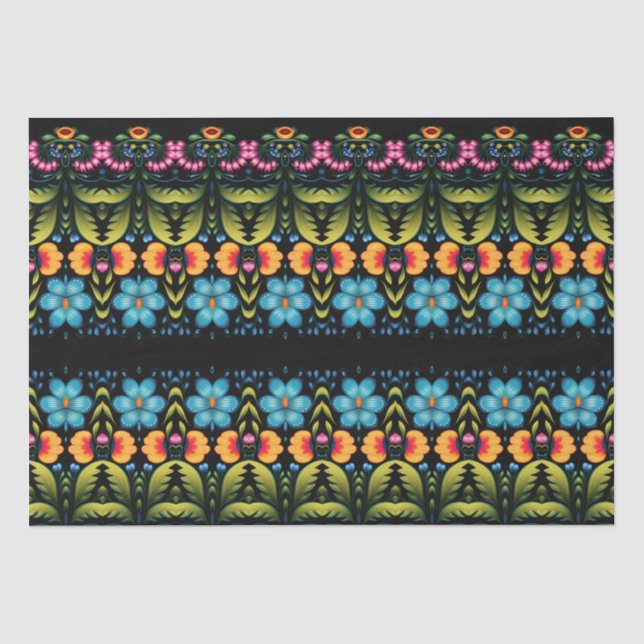 Floral Folk Art Modern Tissue Paper (Front)