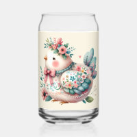 Floral Folk Bird with Pastel Boho Charm