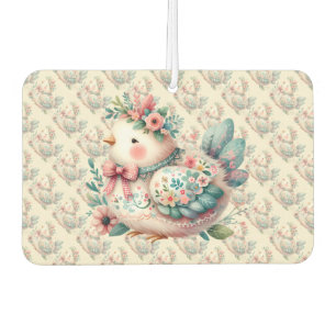 Floral Folk Bird with Pastel Boho Charm Car Air Freshener