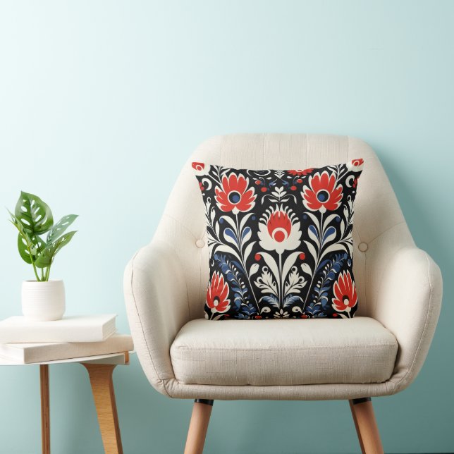 Floral Folk Pattern Cushion (Chair)