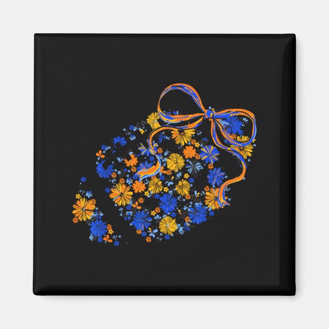 Floral Football Game Day Coquette Team Srit Blue & Magnet (Front)