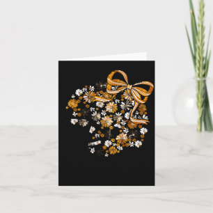 Floral Football Game Day Girly Bow Team Srit Black Card