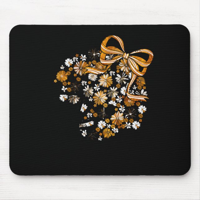 Floral Football Game Day Girly Bow Team Srit Black Mouse Mat (Front)