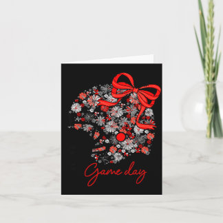 Floral Football Game Day Girly Team Srit Black Red Card